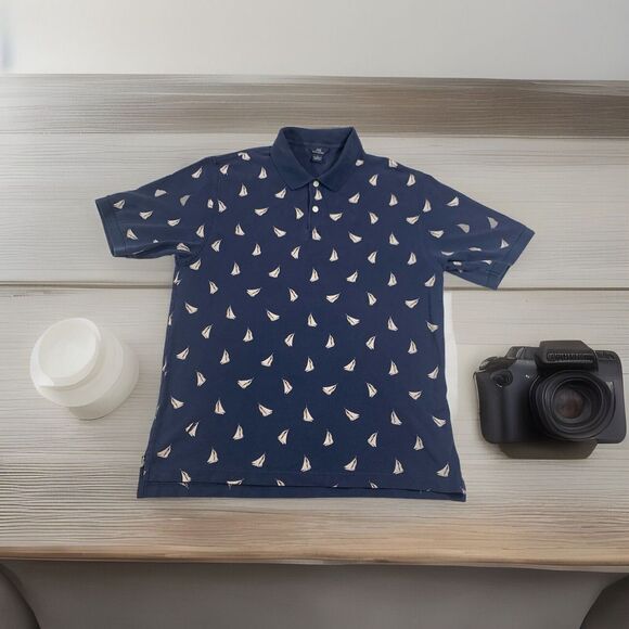 Brooks Brothers 346 Men's‎ L Sailboat Polo 100% Cotton Shirt Blue Nautical Golf - Picture 1 of 5